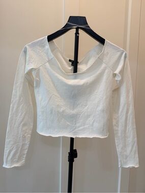wild fable White Long Sleeve Crop Top #386